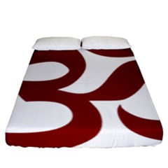 Hindu Om Symbol (Dark Red) Fitted Sheet (King Size)