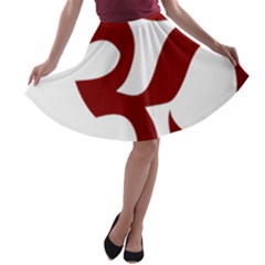 Hindu Om Symbol (Dark Red) A-line Skater Skirt