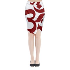 Hindu Om Symbol (dark Red) Midi Wrap Pencil Skirt by abbeyz71