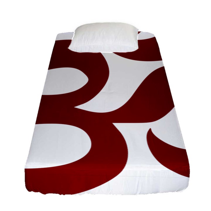 Hindu Om Symbol (Dark Red) Fitted Sheet (Single Size)