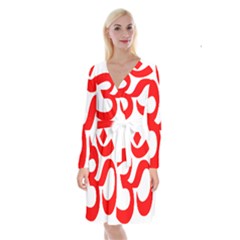 Hindu Om Symbol (red) Long Sleeve Velvet Front Wrap Dress by abbeyz71