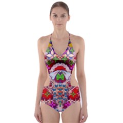 Hawaiian Poi Cartoon Dog Cut-Out One Piece Swimsuit