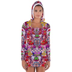 Hawaiian Poi Cartoon Dog Women s Long Sleeve Hooded T-shirt