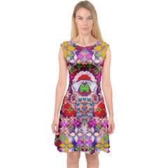 Hawaiian Poi Cartoon Dog Capsleeve Midi Dress