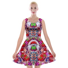 Hawaiian Poi Cartoon Dog Velvet Skater Dress by pepitasart