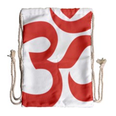 Hindu Om Symbol (red) Drawstring Bag (large) by abbeyz71