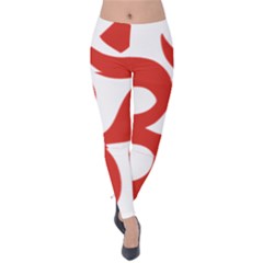 Hindu Om Symbol (red) Velvet Leggings