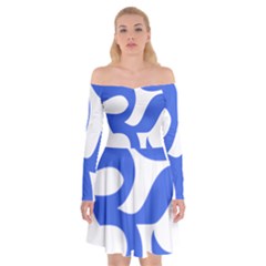 Hindu Om Symbol (royal Blue) Off Shoulder Skater Dress by abbeyz71