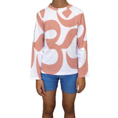 Hindu Om Symbol (Salmon) Kids  Long Sleeve Swimwear