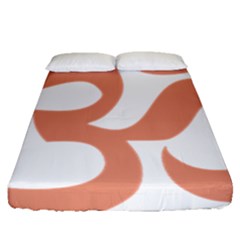 Hindu Om Symbol (Salmon) Fitted Sheet (Queen Size)