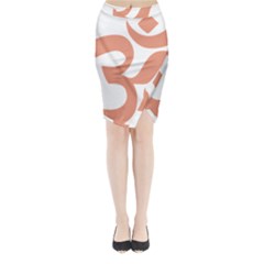 Hindu Om Symbol (Salmon) Midi Wrap Pencil Skirt