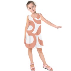 Hindu Om Symbol (Salmon) Kids  Sleeveless Dress