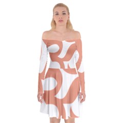 Hindu Om Symbol (Salmon) Off Shoulder Skater Dress