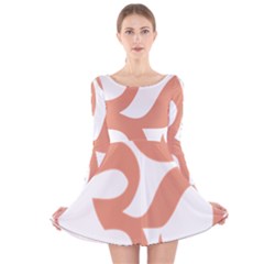 Hindu Om Symbol (Salmon) Long Sleeve Velvet Skater Dress