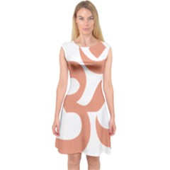 Hindu Om Symbol (Salmon) Capsleeve Midi Dress