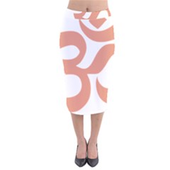 Hindu Om Symbol (salmon) Velvet Midi Pencil Skirt by abbeyz71