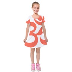 Hindu Om Symbol (peach) Kids  Short Sleeve Velvet Dress by abbeyz71