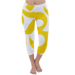 Hindu Om Symbol (yellow) Capri Winter Leggings  by abbeyz71