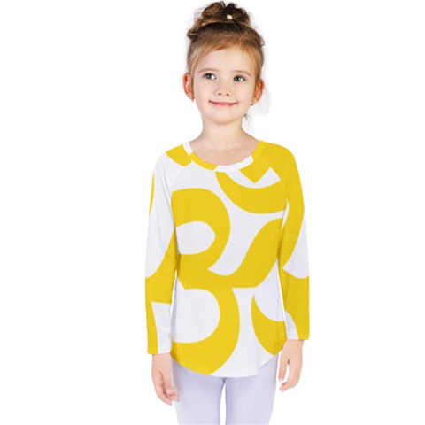 Hindu Om Symbol (yellow) Kids  Long Sleeve Tee by abbeyz71