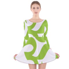 Hindu Om Symbol (lime Green) Long Sleeve Velvet Skater Dress by abbeyz71