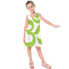 Hindu Om Symbol (lime Green) Kids  Sleeveless Dress by abbeyz71