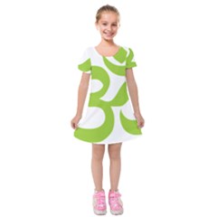 Hindu Om Symbol (lime Green) Kids  Short Sleeve Velvet Dress by abbeyz71