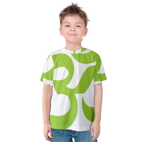 Hindu Om Symbol (lime Green) Kids  Cotton Tee by abbeyz71