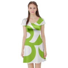 Hindu Om Symbol (lime Green) Short Sleeve Skater Dress