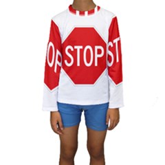 Stop Sign Kids  Long Sleeve Swimwear by Valentinaart