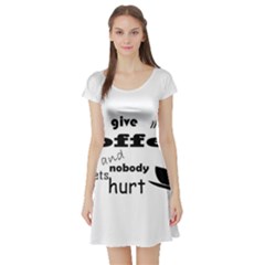 Give Me Coffee And Nobody Gets Hurt Short Sleeve Skater Dress by Valentinaart