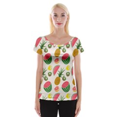 Fruits Pattern Women s Cap Sleeve Top by Nexatart