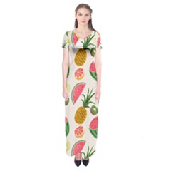 Fruits Pattern Short Sleeve Maxi Dress