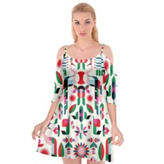 Abstract Peacock Cutout Spaghetti Strap Chiffon Dress