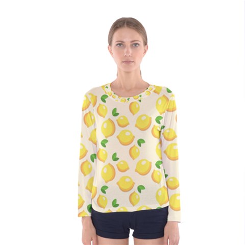 Lemons Pattern Women s Long Sleeve Tee by Nexatart