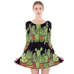 Cactus - Dont Be A Prick Long Sleeve Velvet Skater Dress by Valentinaart