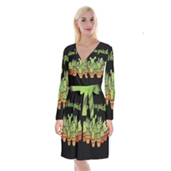 Cactus - Dont Be A Prick Long Sleeve Velvet Front Wrap Dress by Valentinaart