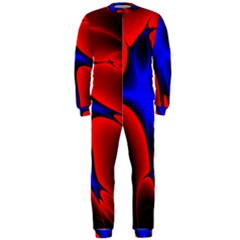 Space Red Blue Black Line Light Onepiece Jumpsuit (men)  by Mariart