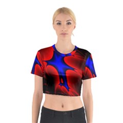 Space Red Blue Black Line Light Cotton Crop Top by Mariart