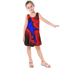 Space Red Blue Black Line Light Kids  Sleeveless Dress by Mariart