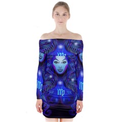 Sign Virgo Zodiac Long Sleeve Off Shoulder Dress by Mariart