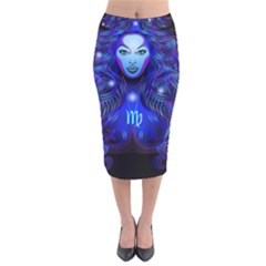 Sign Virgo Zodiac Velvet Midi Pencil Skirt by Mariart