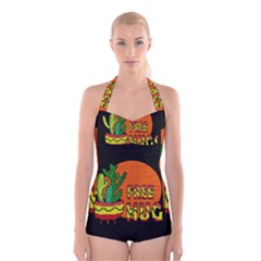 Cactus - Free Hugs Boyleg Halter Swimsuit  by Valentinaart