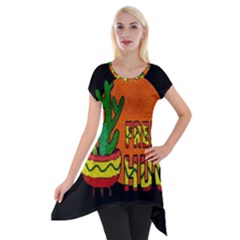 Cactus - Free Hugs Short Sleeve Side Drop Tunic by Valentinaart