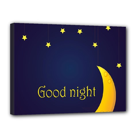 Star Moon Good Night Blue Sky Yellow Light Canvas 16  X 12 