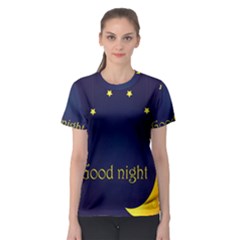 Star Moon Good Night Blue Sky Yellow Light Women s Sport Mesh Tee