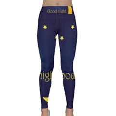 Star Moon Good Night Blue Sky Yellow Light Classic Yoga Leggings by Mariart