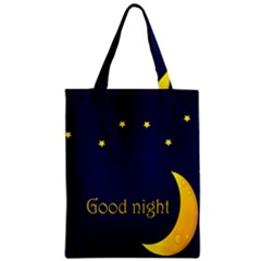 Star Moon Good Night Blue Sky Yellow Light Zipper Classic Tote Bag