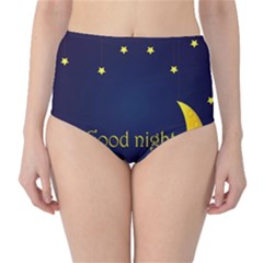 Star Moon Good Night Blue Sky Yellow Light High-waist Bikini Bottoms by Mariart