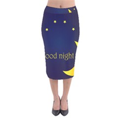 Star Moon Good Night Blue Sky Yellow Light Velvet Midi Pencil Skirt