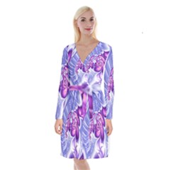 Space Stone Purple Silver Wave Chevron Long Sleeve Velvet Front Wrap Dress by Mariart